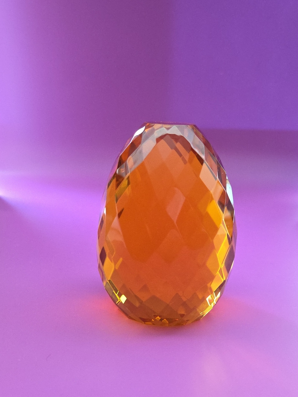 Shannon Crystal By Godinget Amber Faceted Glass Paperweight